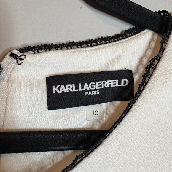 Karl Lagerfeld Lace-Trim Color-Block Dress - Picture 4 of 6